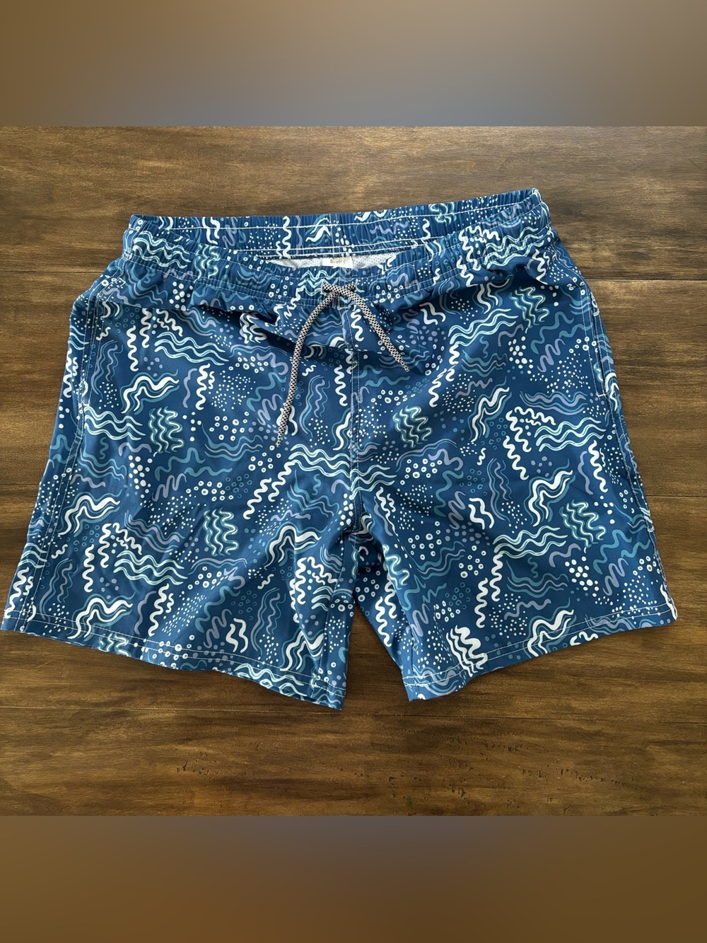 Men's Size L. Blue Patterned Swim Shorts